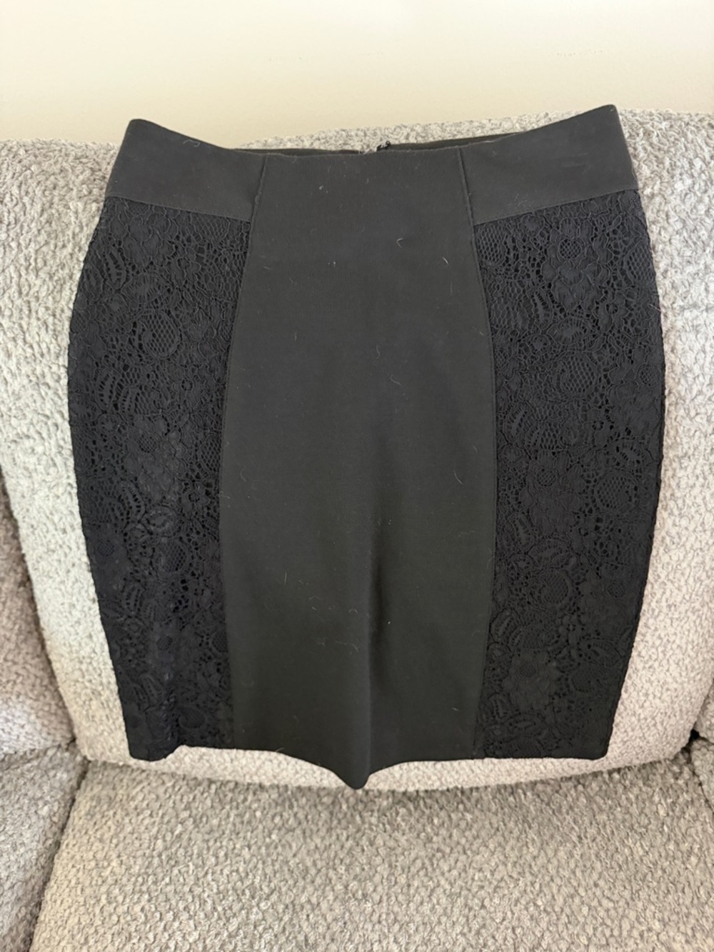 BCBGeneration Black Lace-Panel Pencil Skirt